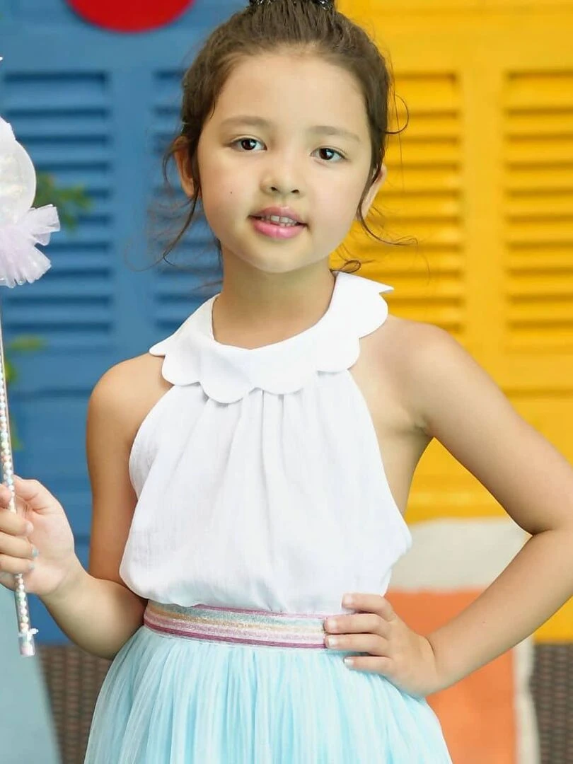 Blouse Blanche Été Fille Col Fme Pétales Tulipe 'LA FAUTE A VOLTAIRE' Blanc