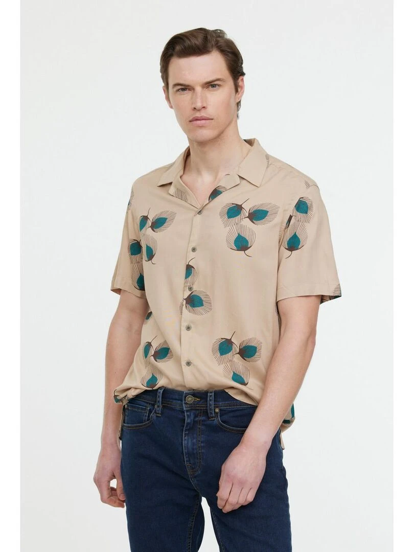 Lee Cooper Chemise manches courtes viscose relax DARUS Beige argile