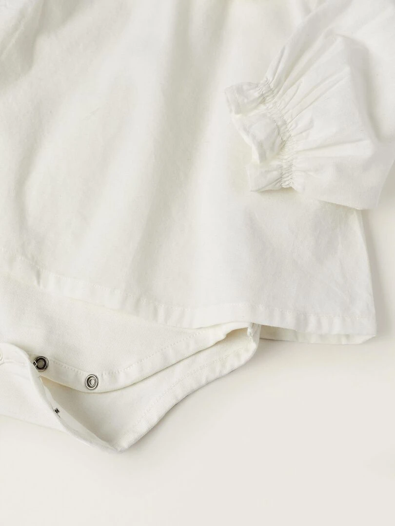 Body Blouse En Coton Pour Nouveau Née manches longues ATLANTIC COMPANY   Blanc