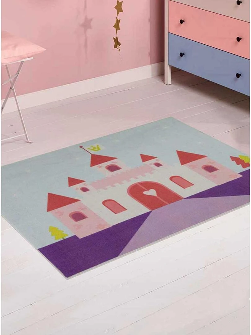 Tapis enfant LITTLE PRINCESS CASTLE MD Rose 95x125 Fait en Europe en nylon   Rose