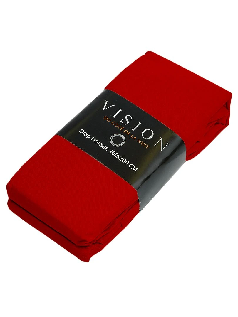 Drap housse uni rouge