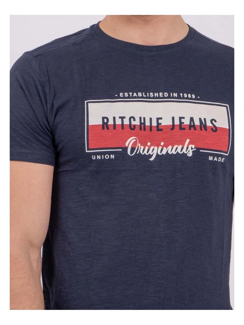 T shirt manches courtes col rond pur coton NOMARY   Rouge