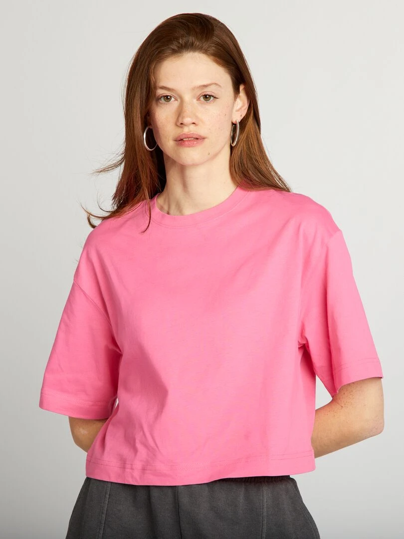 T shirt crop top large rose