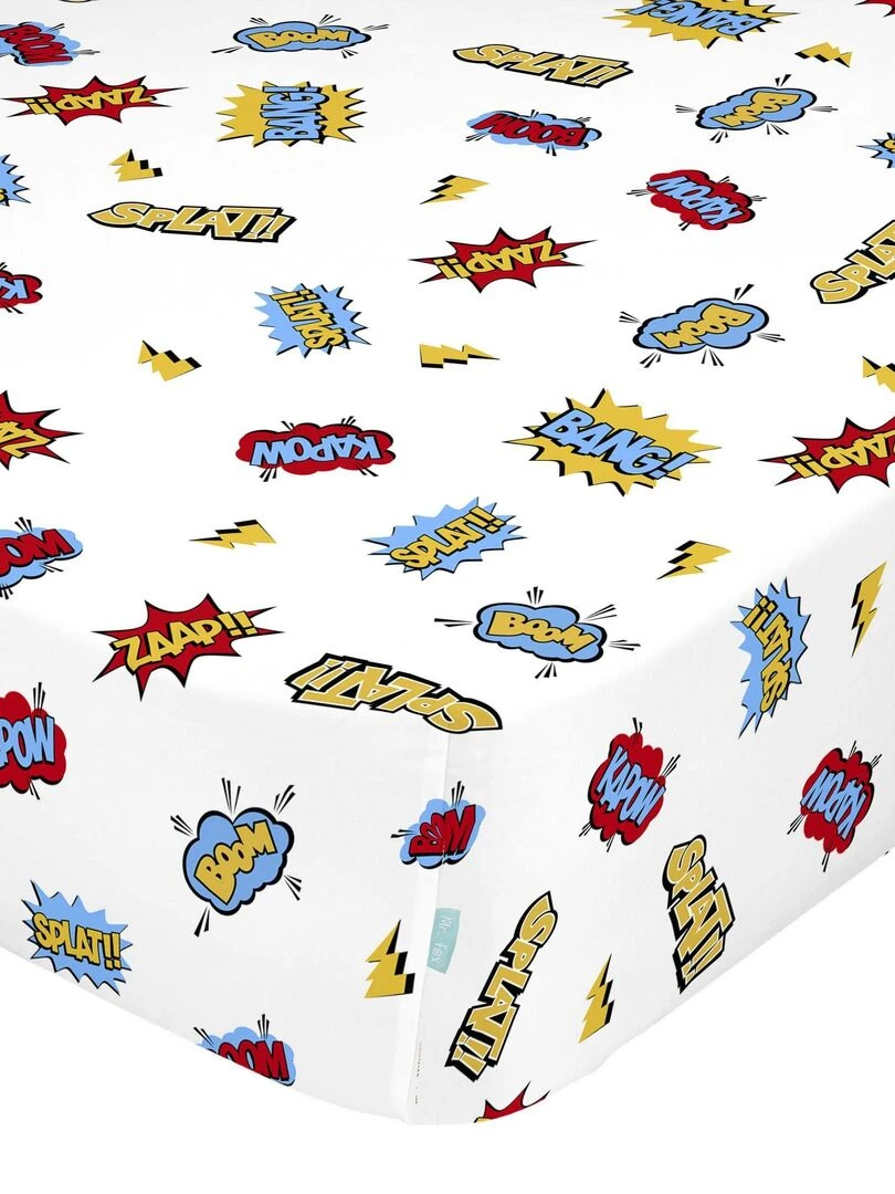 Drap housse Bat "Happyfriday" Blanc