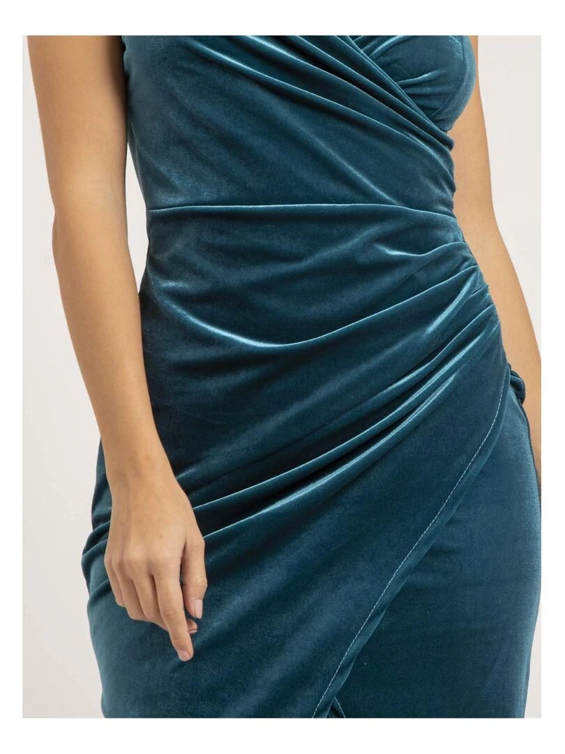 Robe longue velours INAKIA   Bleu canard