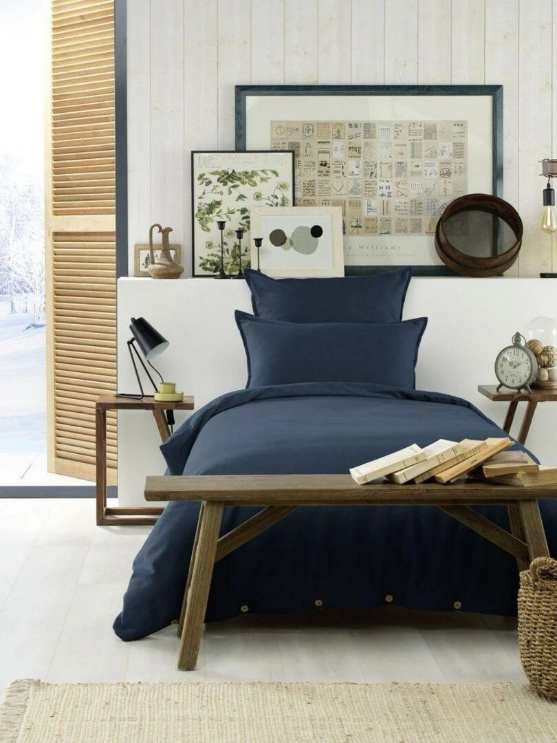 Housse de couette Flanelle de Coton   Bleu nuit