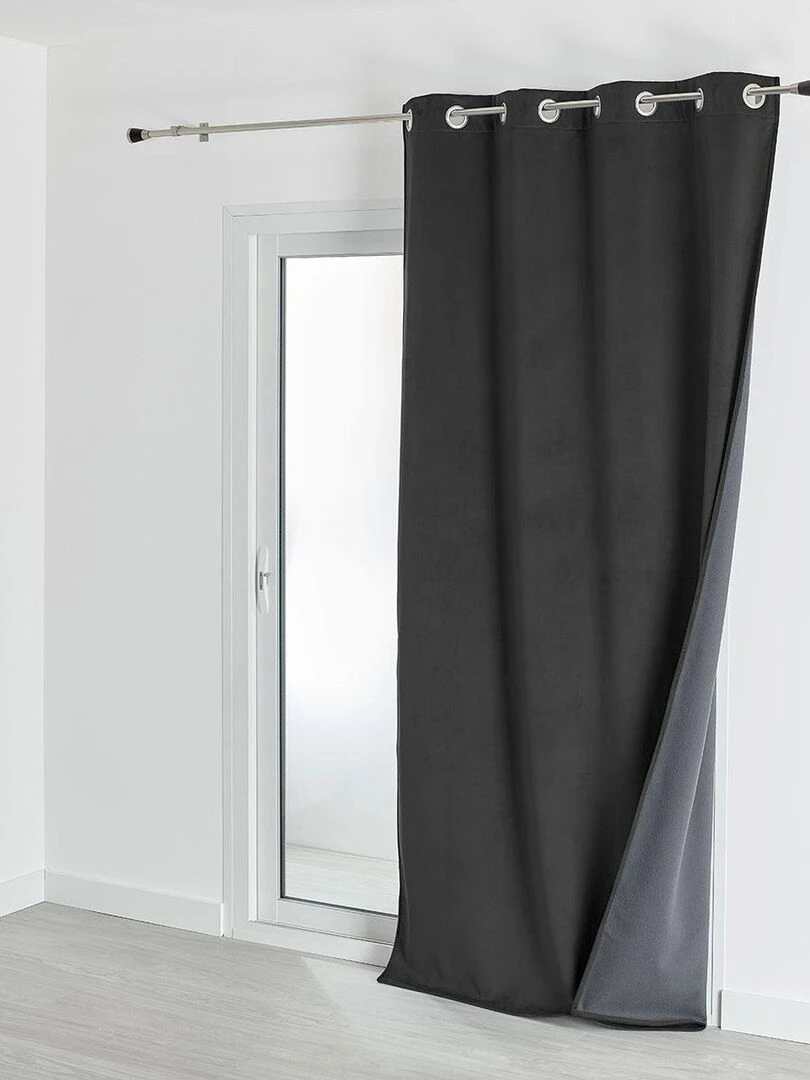 Rideau isolant et occultant en velours doublé polaire gris anthracite