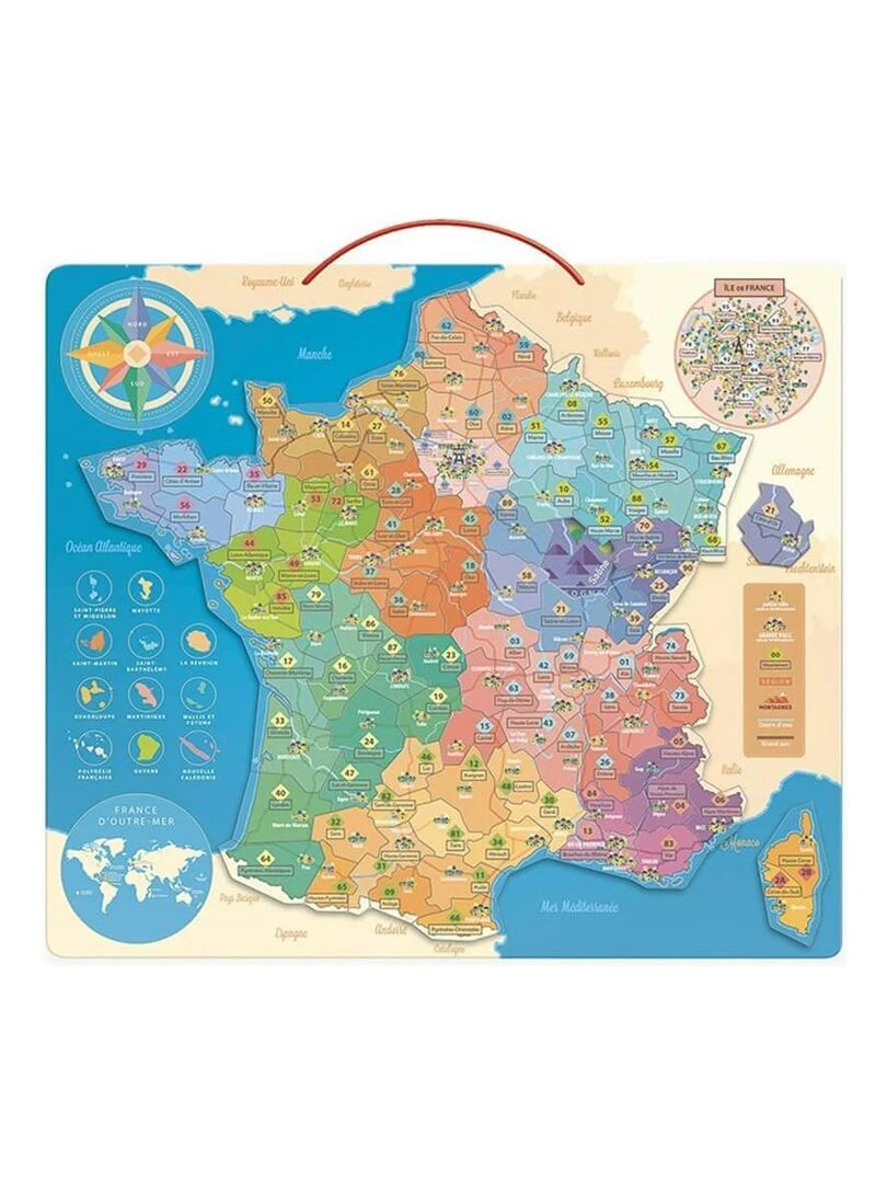 Puzzle magnétique 92 pièces : Carte de France éducative N/A