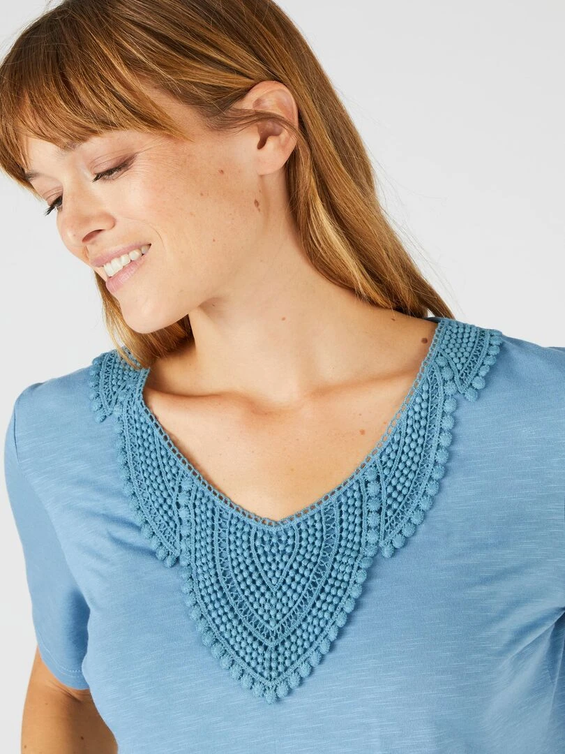Tee shirt mélange coton biologique Damart Bleu