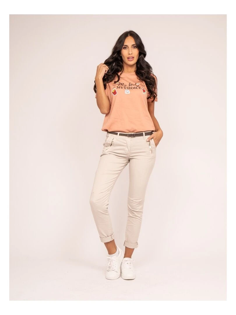 Pantalon chino slim ELLEN   Beige