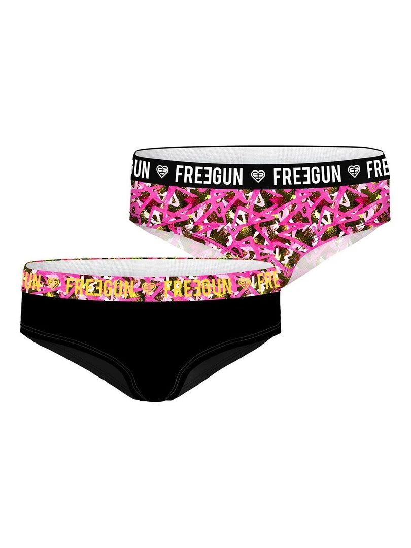 Lot de 2 culottes fille Collection Street Art Freegun Rose