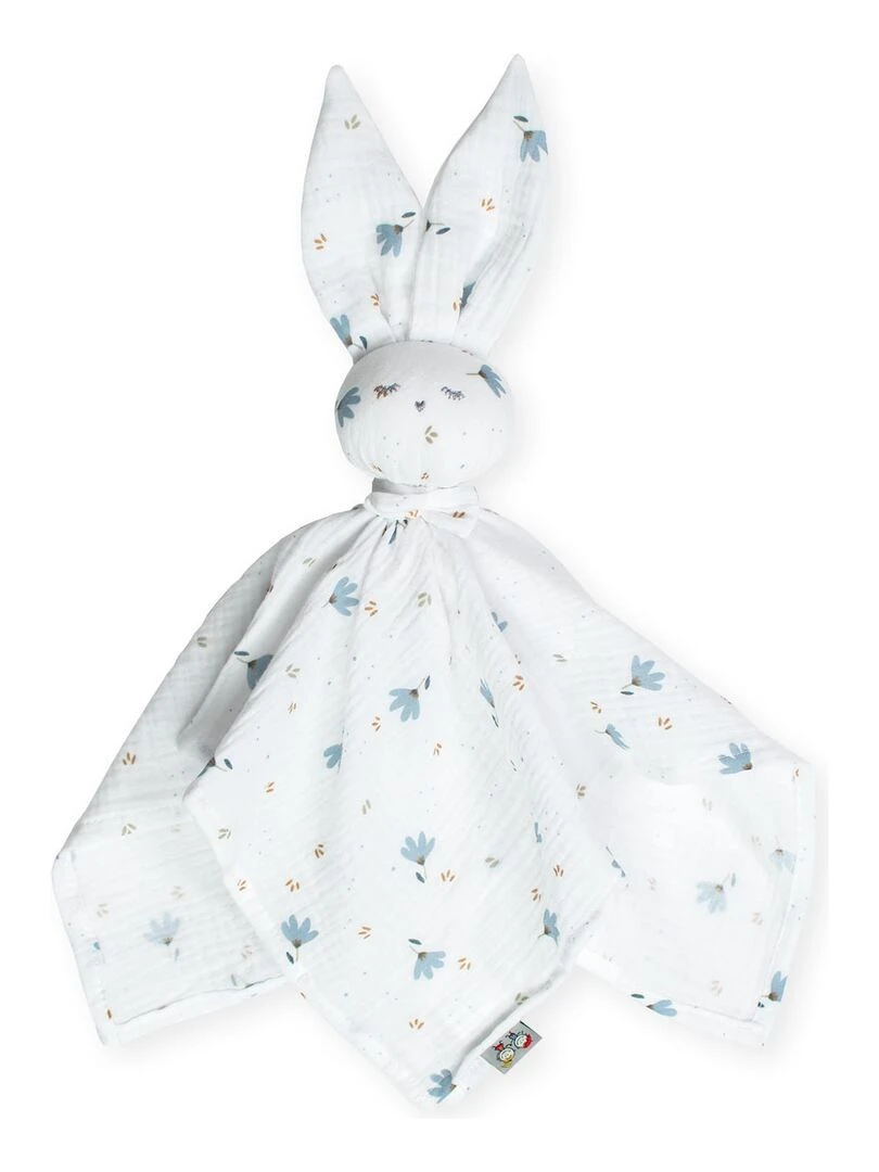 Doudou plat Lapin personnalisable Bleuet Multicolore