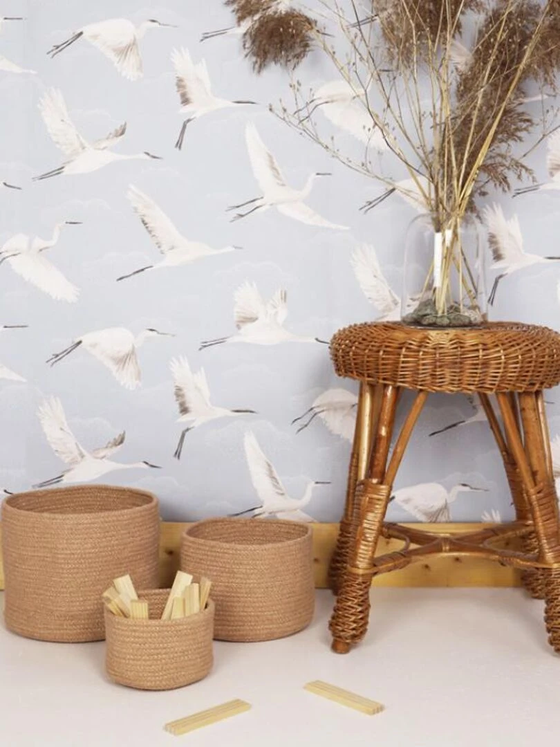 Lot de 3 paniers de rangement Ilse amande   Beige