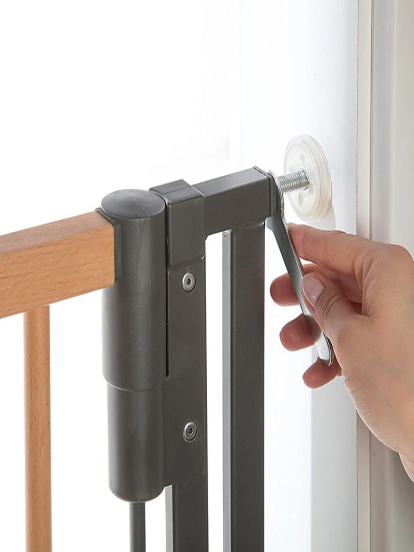 Barrière Easy Lock Wood Plus Avec Adaptateur Escalier (84 À 92 Cm)   Beige