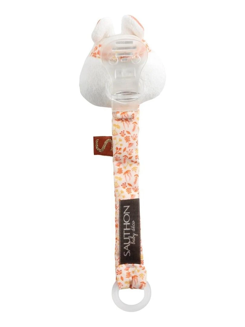 Attache tétine en velours blanc lapin   SAUTHON   Blanc