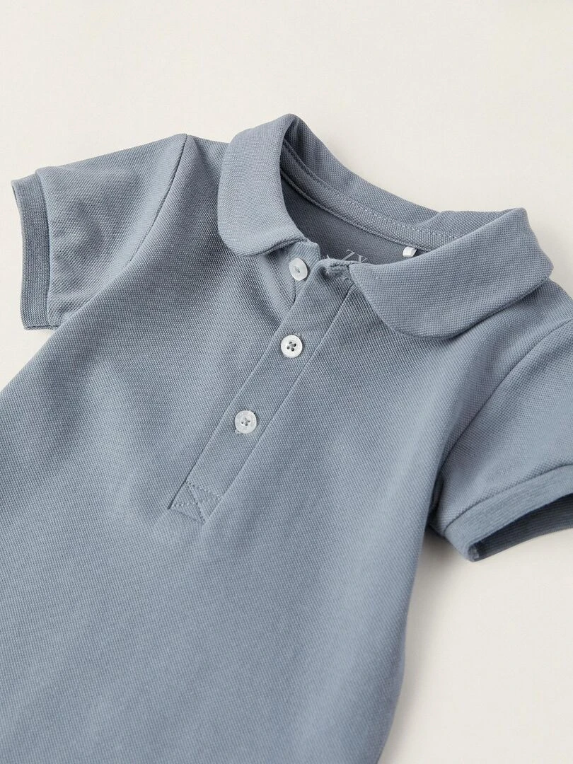 Body polo à manches courtes en coton pour nouveau né manches courtes BROTHERS&SISTERS   Beige clair