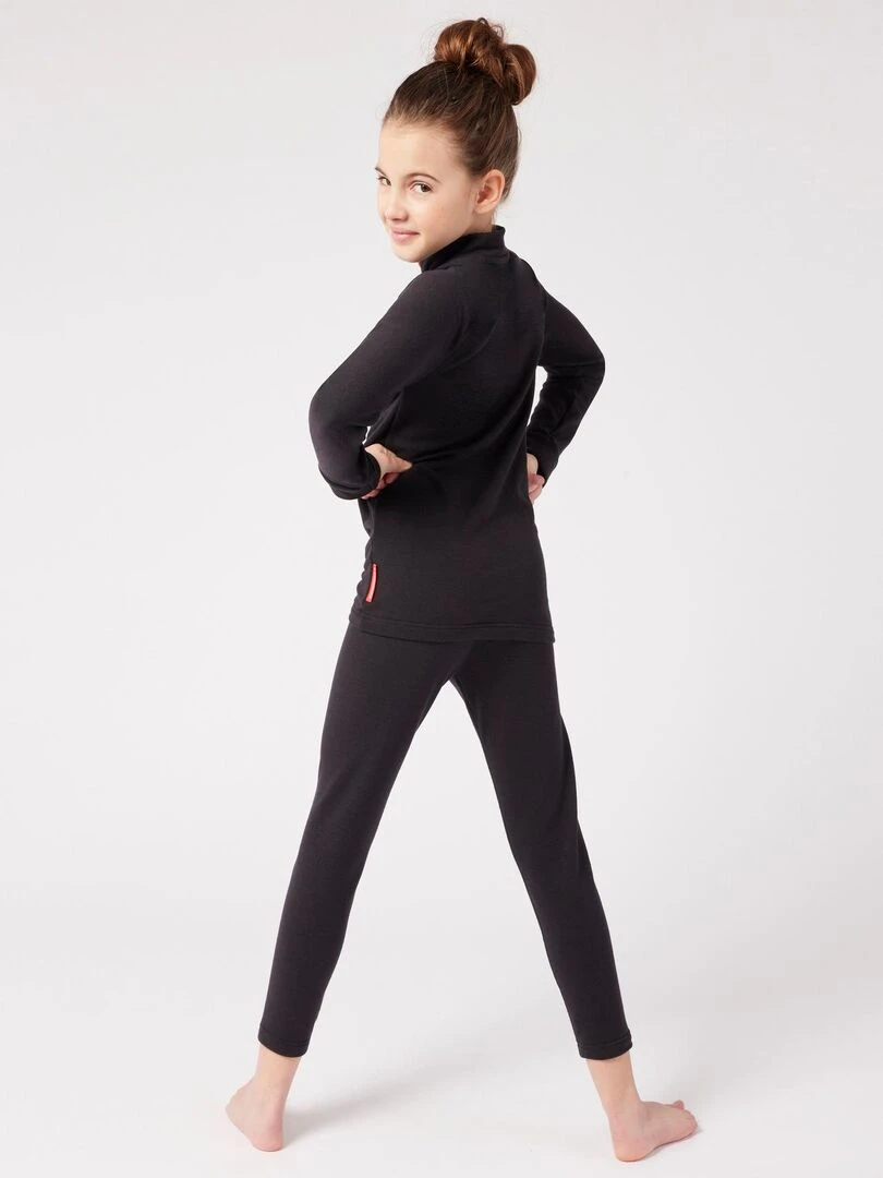 T shirt col zippé Comfort Thermolactyl 4 enfant   DamartSport   Noir
