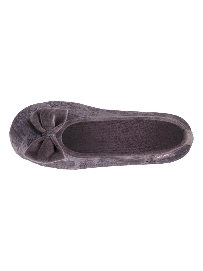 Chaussons Ballerines Femme Dentelle Gris
