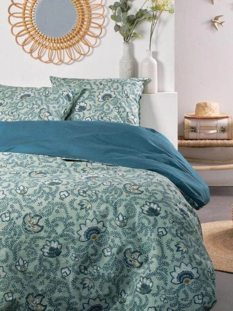 Housse de couette Sunshine 13.23 + taie(s) 100% coton 57 fils Bleu