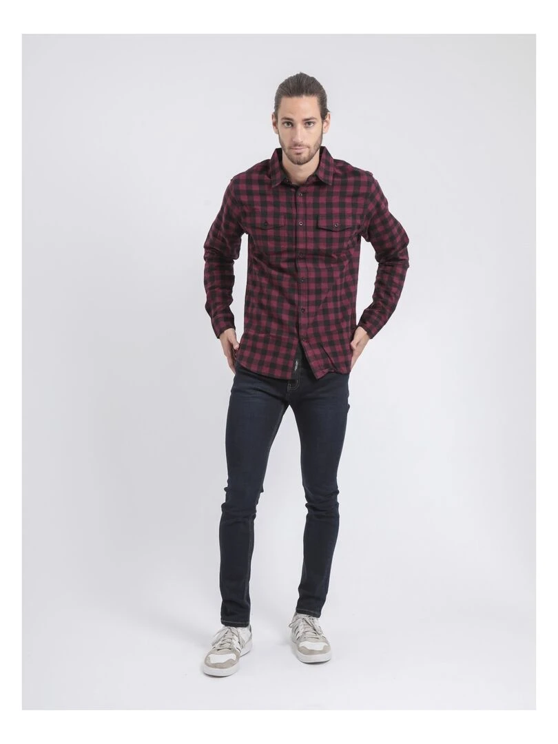 Chemise manches longues carreaux TOMALAX   Bordeaux