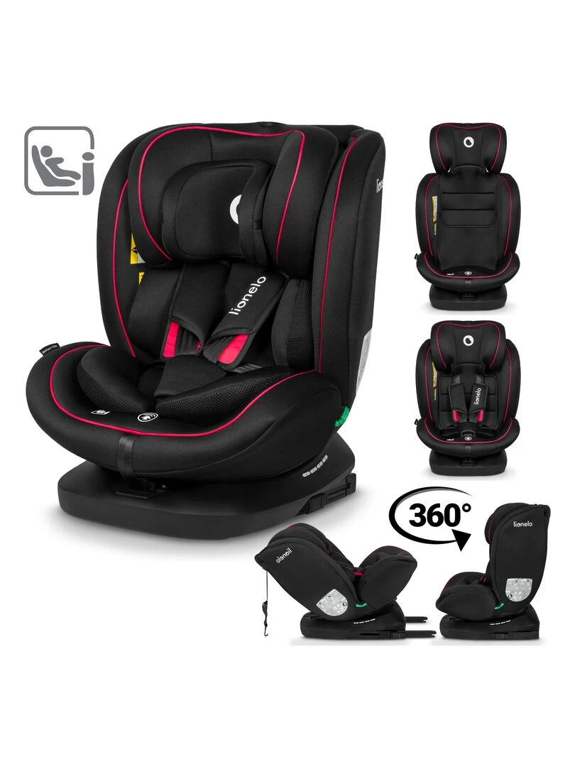 Siège auto bébé évolutif LIONELO Bastiaan i Size Groupe 0/1/2/3 360° ISOFIX Noir Noir Rouge