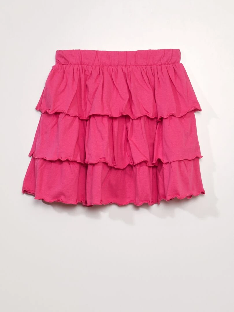 Jupe évasée à étages Rose