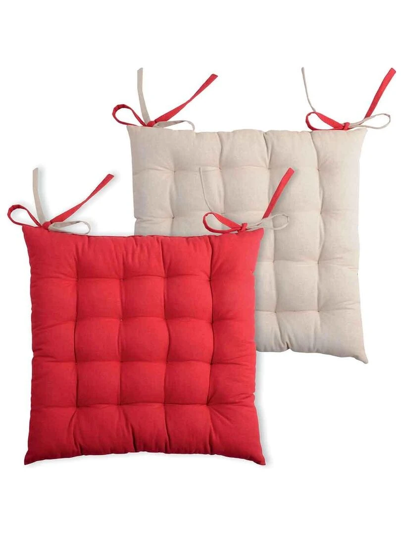 Galette de chaise bicolore Rouge