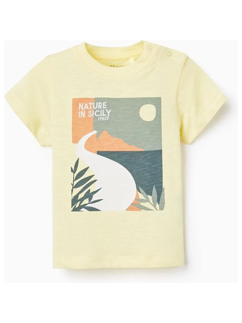T shirt à manches courtes pour bébé garçon 'Nature en Sicile' manches courtes SICILIAN DAYS Jaune clair