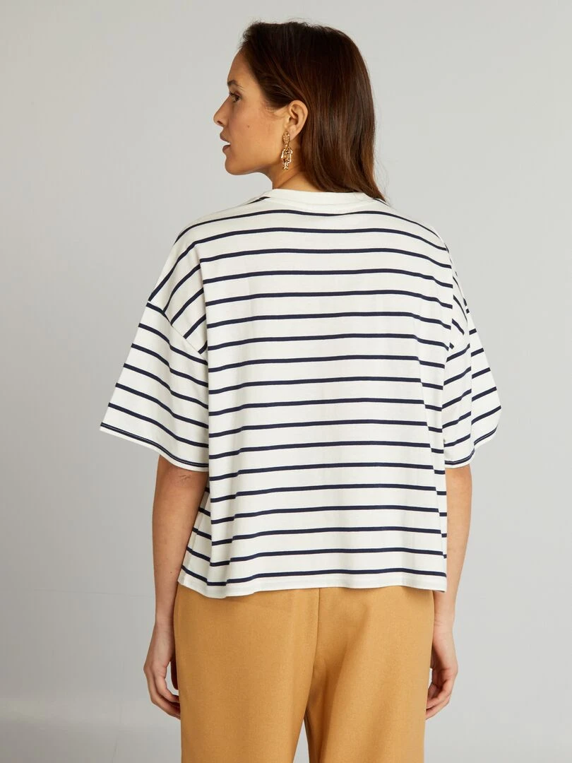 T shirt 'Donald Duck' de 'Disney' en coton   Bleu marine/blanc