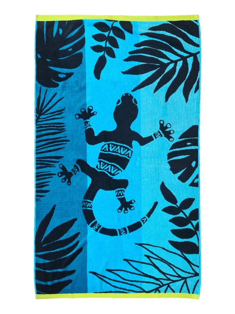 Serviette de plage éponge velours Jacquard Moki 90x170 400g/m² Bleu