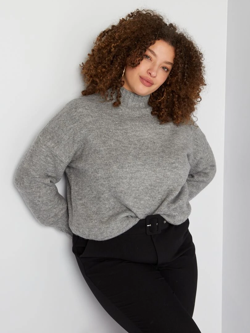 Pull col montant Gris