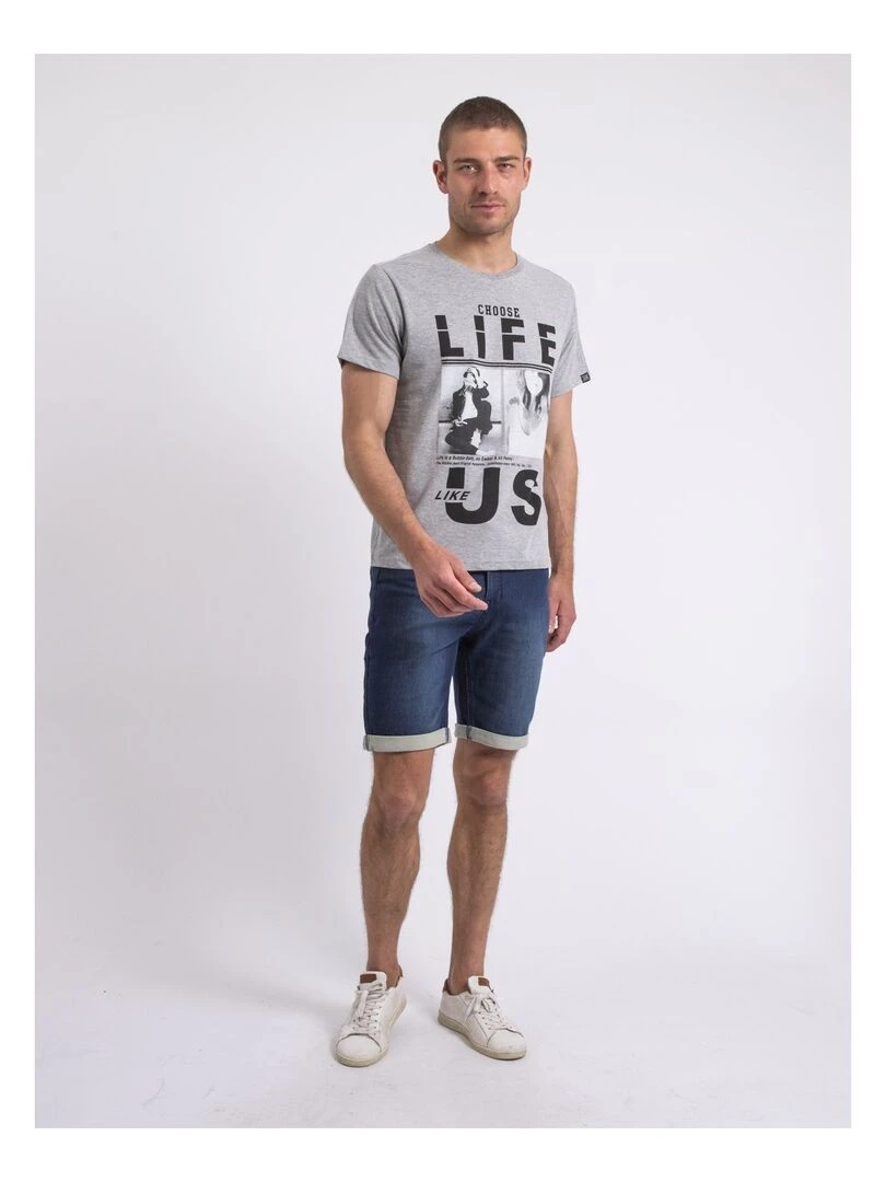 T shirt col rond NIXIROCK   Gris