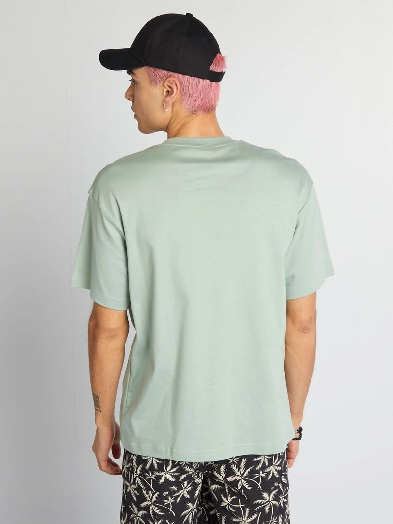 T shirt col rond en coton   Vert