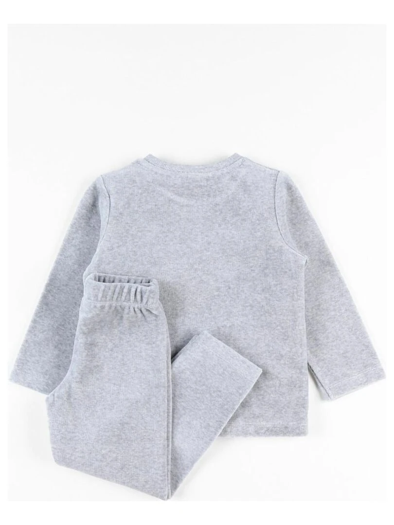 Pyjama 2 pièces éléphant en velours chiné Noukie's Gris