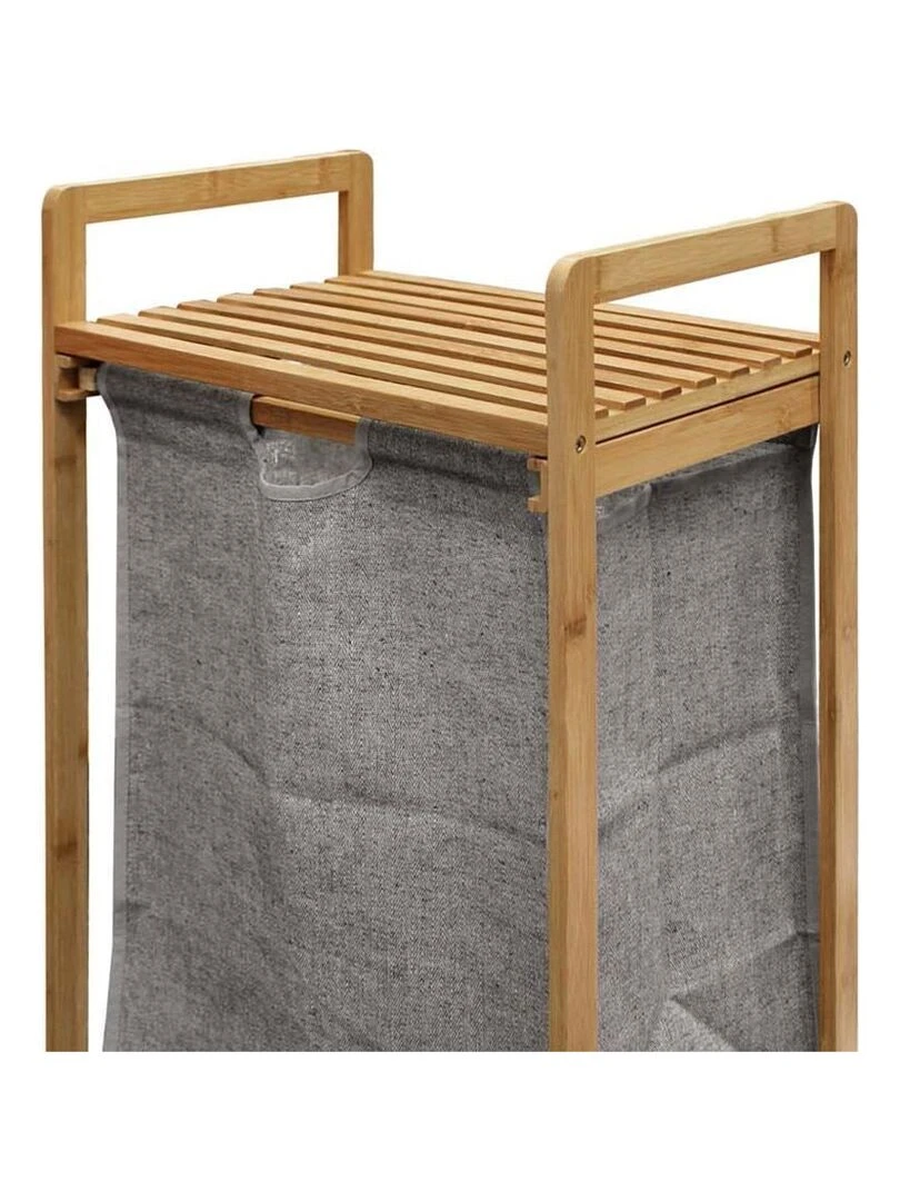 Meuble à linge 1 panier amovible bambou Tao Beige