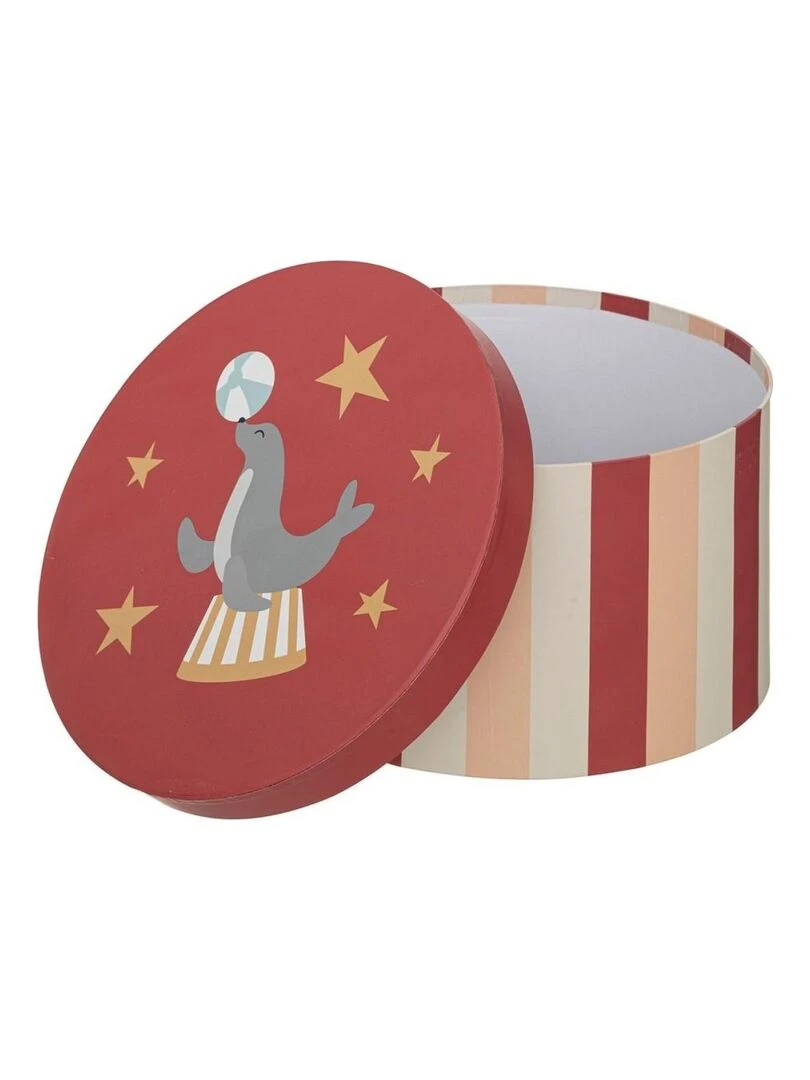 Lot de 3 boites rondes en papier Circus   Rouge