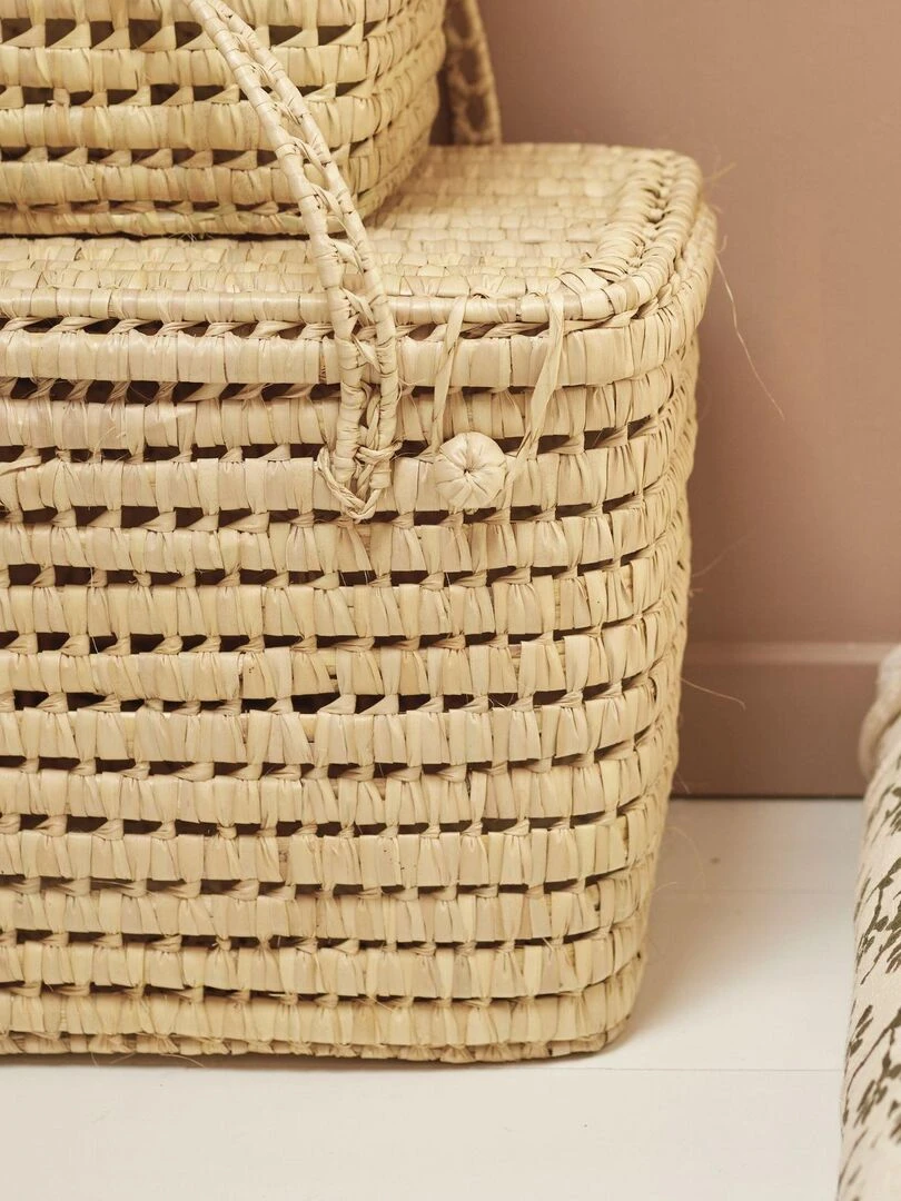 Coffre de rangement feuille de palmier Beige clair