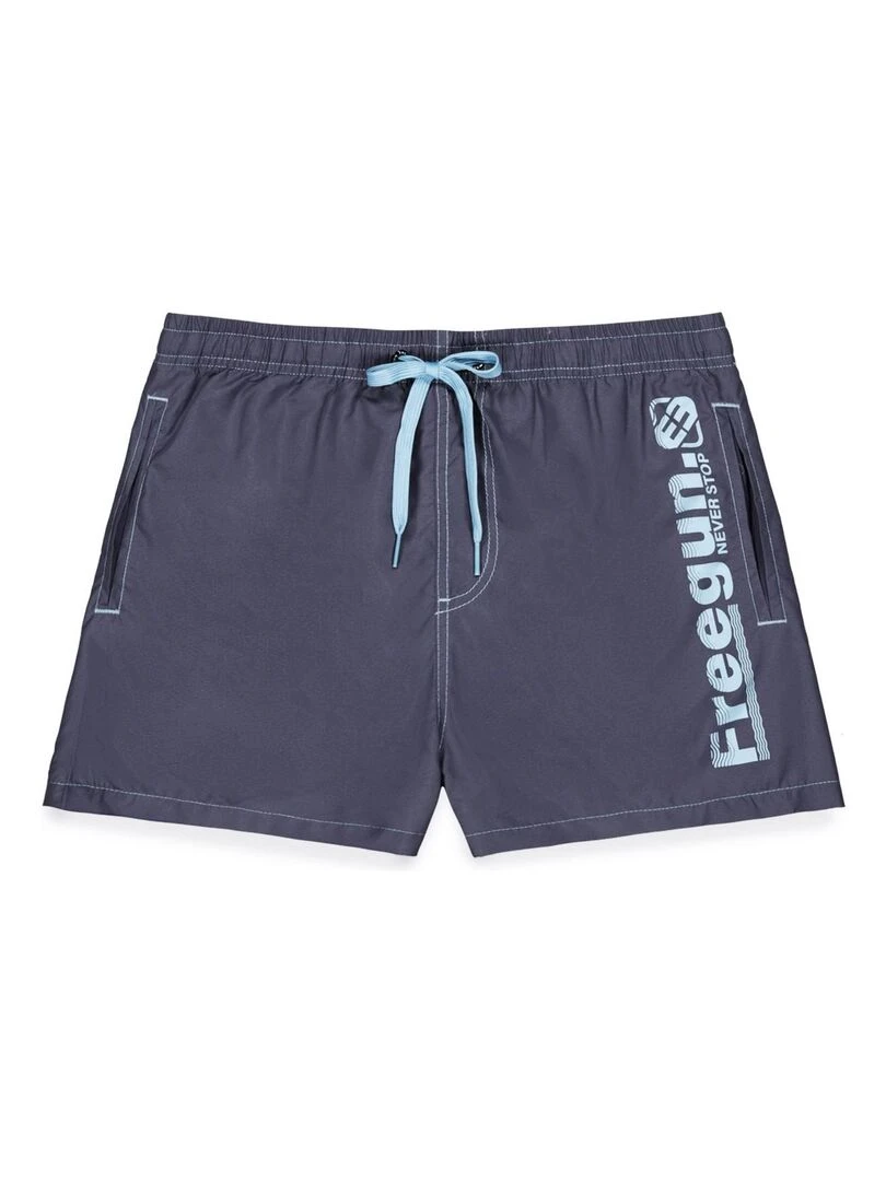 Boardshort court garçon avec ceinture demi élastiquée Freegun Bleu