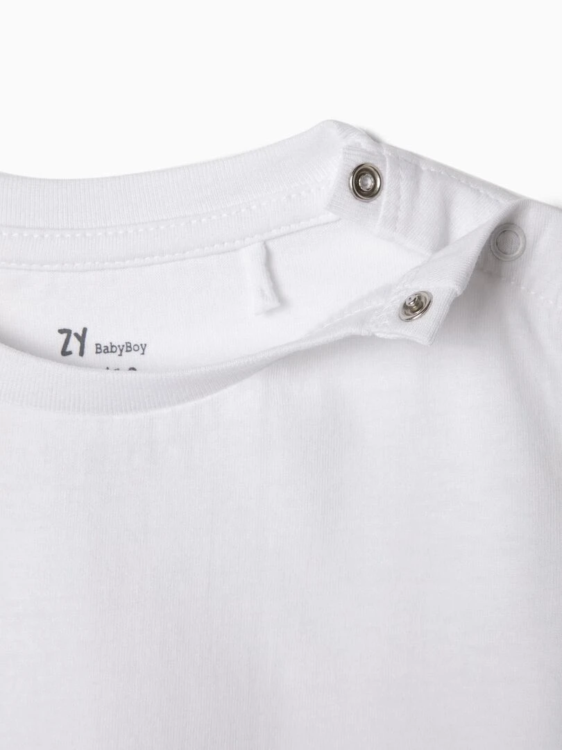 2 T shirts bébé garçon manches courtes Blanc