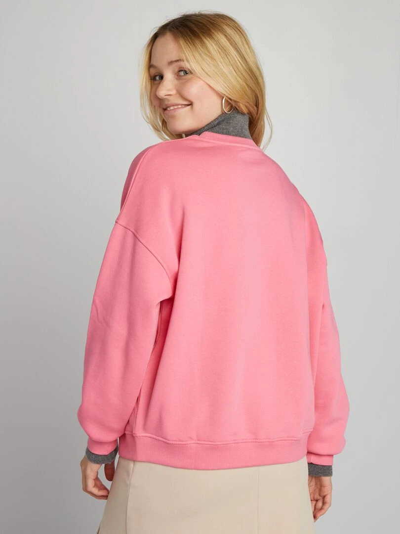 Sweat en molleton uni   rose