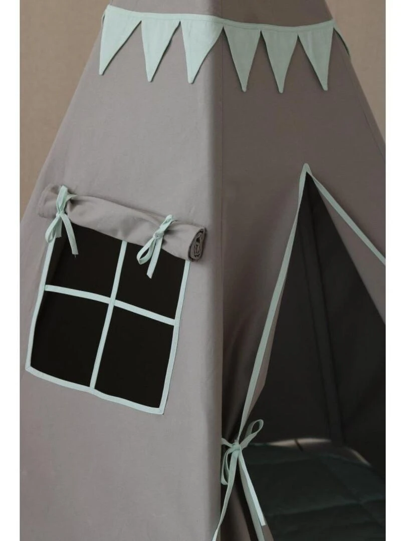 Tente Tipi avec guirlande et tapis "Mint Love"   Gris  Vert clair   N/A