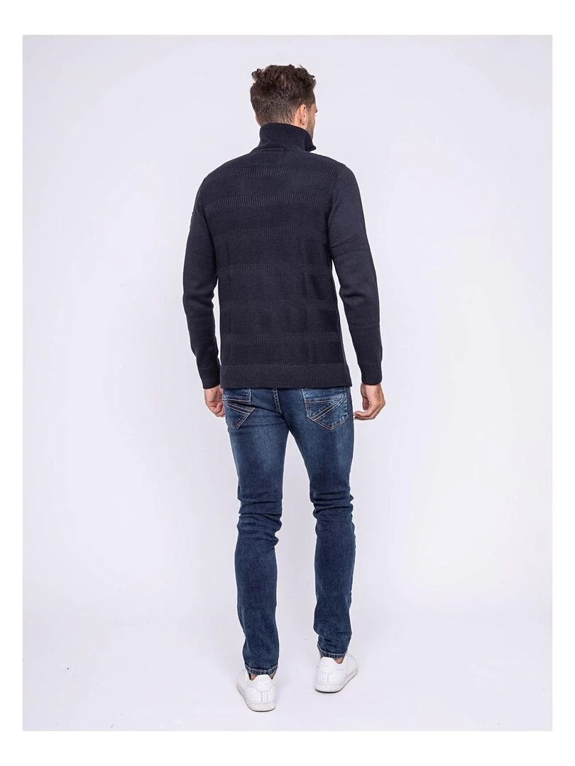 Pull col montant zippé LULU Bleu marine