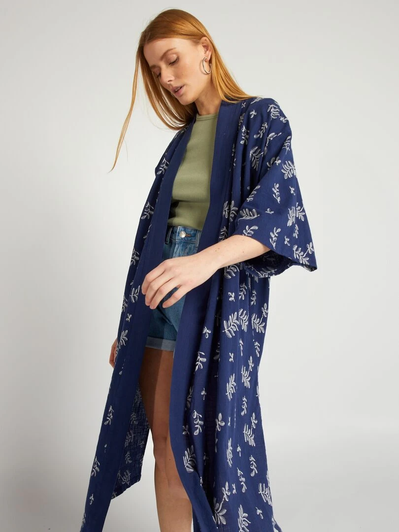 Kimono long Bleu marine