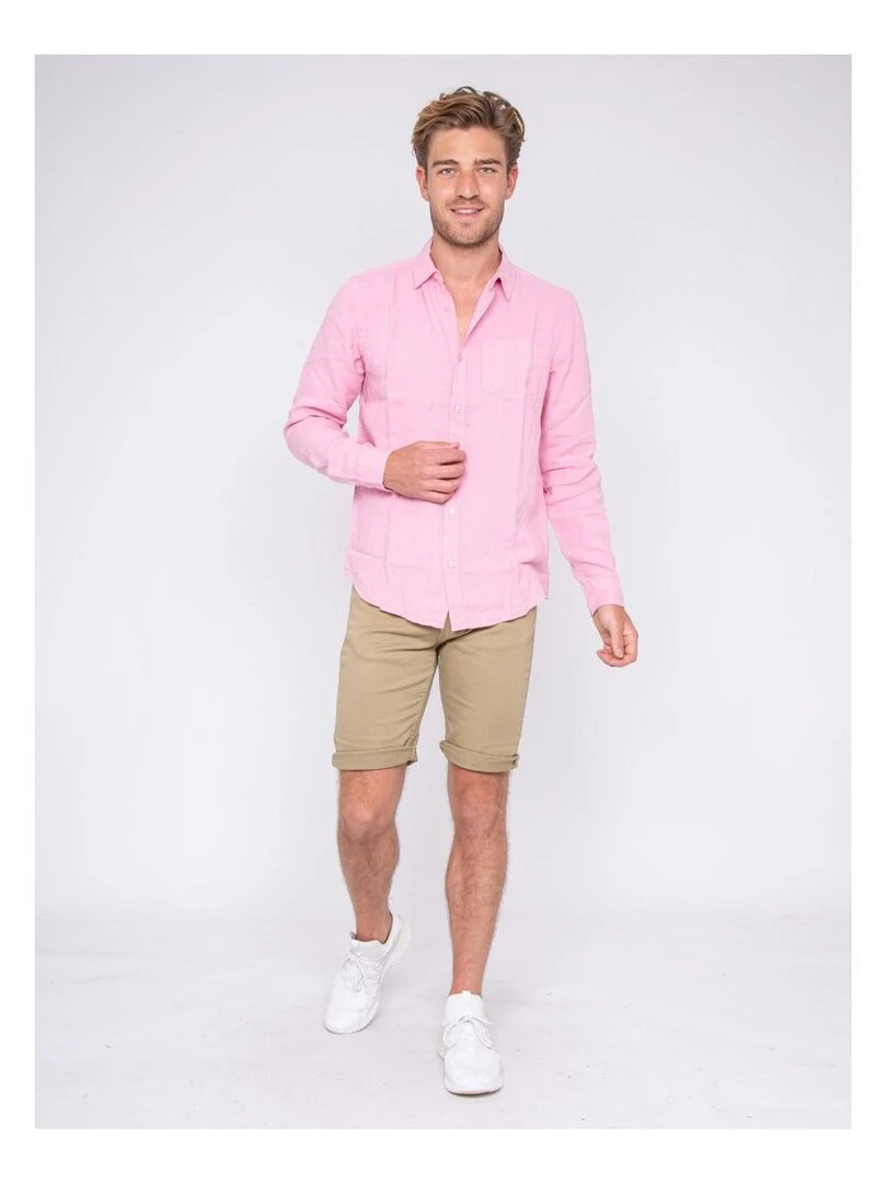 Chemise manches longues pur lin DALAMO   Rose