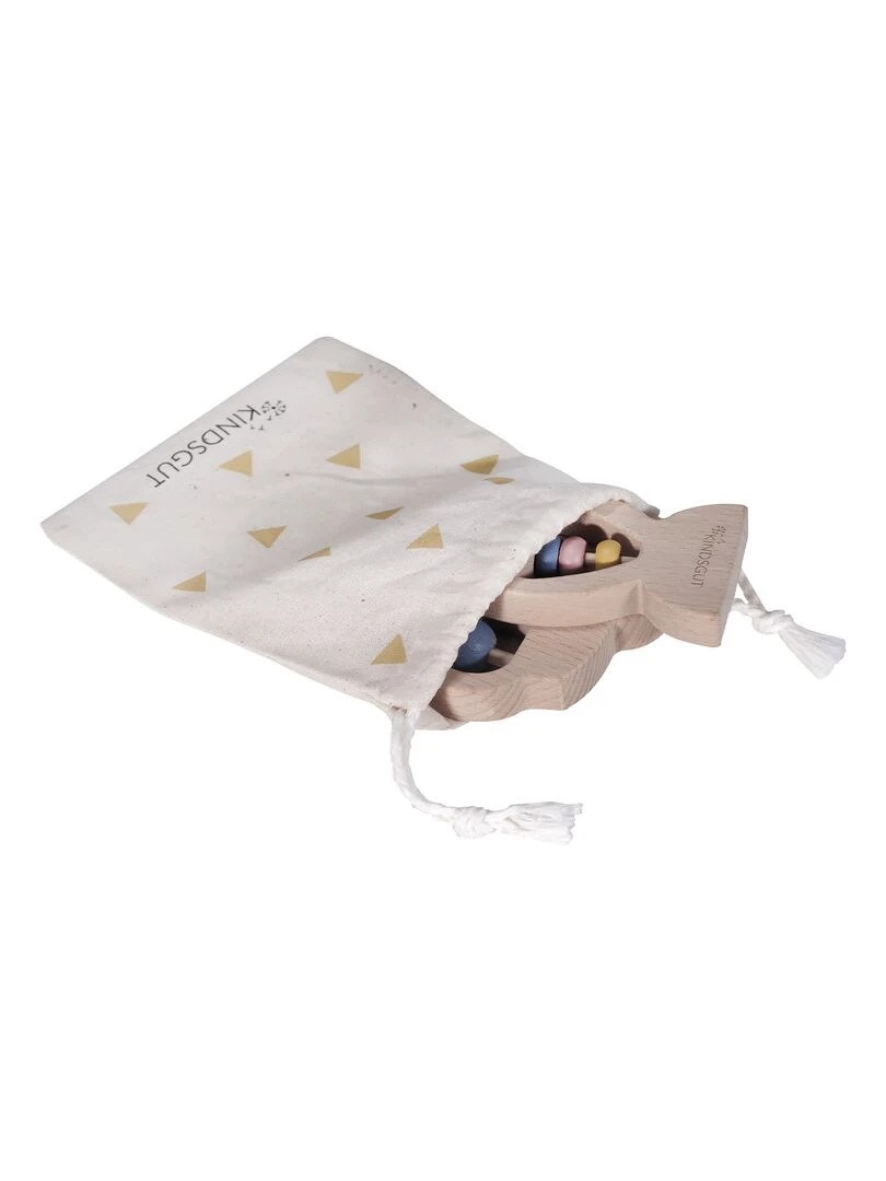 Set de 2 anneaux de dentition animaux en bois   Gris