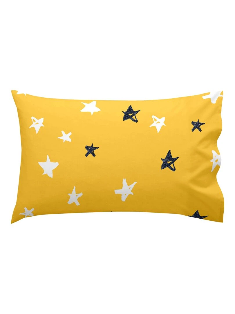 Parure housse de couette 2 pièces Starspace Berceau "Happyfriday"   Bleu Jaune
