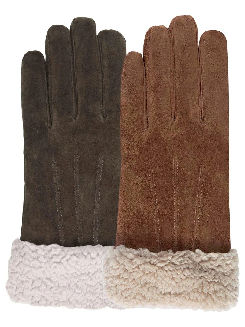 Gants Femme Chocolat en cuir Marron chocolat