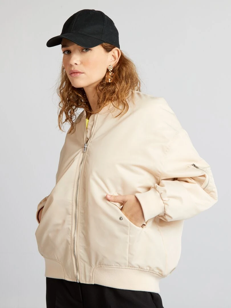 Blouson avec col ras du cou   Beige
