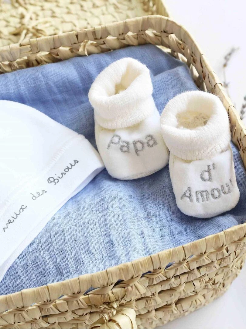 Chaussons naissance   message Papa d'Amour   Blanc