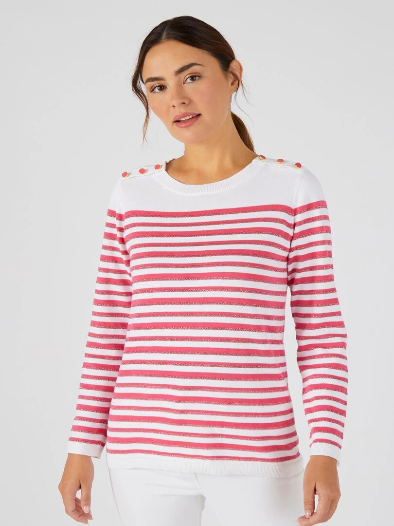 Marinière rayures brillantes   Damart   Rose framboise